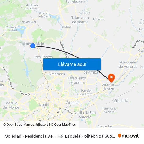 Soledad - Residencia De Ancianos to Escuela Politécnica Superior - Uah map