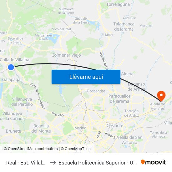 Real - Est. Villalba to Escuela Politécnica Superior - Uah map