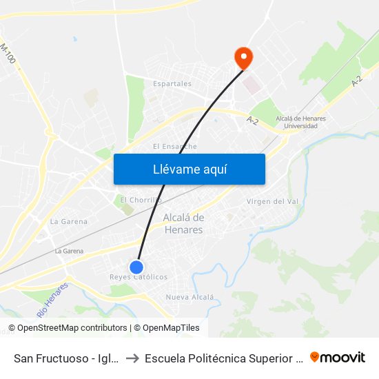 San Fructuoso - Iglesia to Escuela Politécnica Superior - Uah map