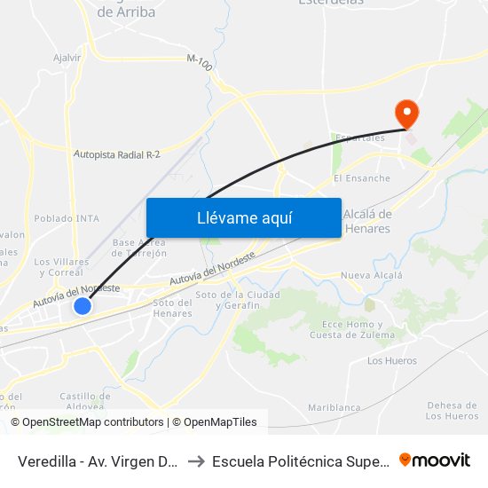 Veredilla - Av. Virgen De Loreto to Escuela Politécnica Superior - Uah map