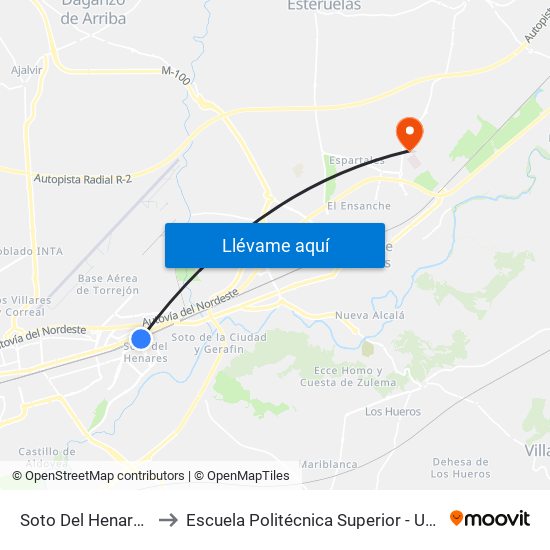 Soto Del Henares to Escuela Politécnica Superior - Uah map