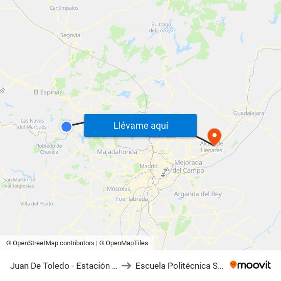 Juan De Toledo - Estación De Autobuses to Escuela Politécnica Superior - Uah map