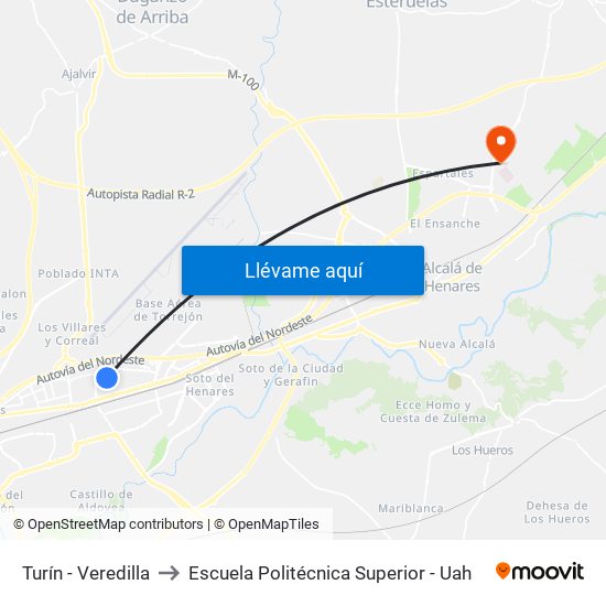 Turín - Veredilla to Escuela Politécnica Superior - Uah map
