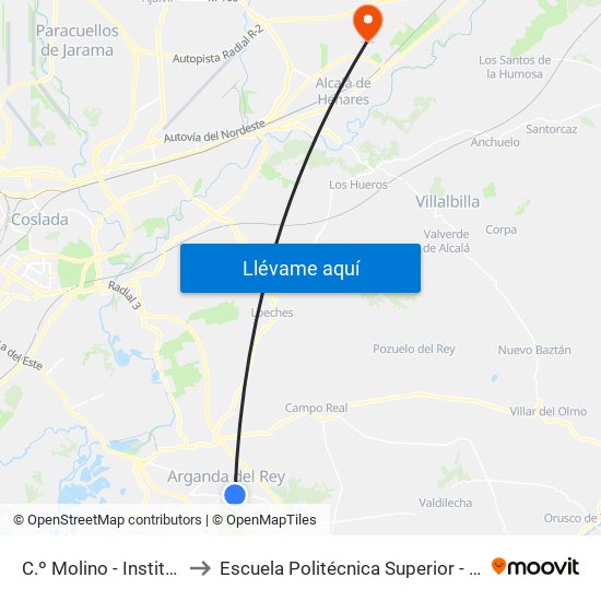 C.º Molino - Instituto to Escuela Politécnica Superior - Uah map