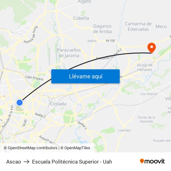 Ascao to Escuela Politécnica Superior - Uah map