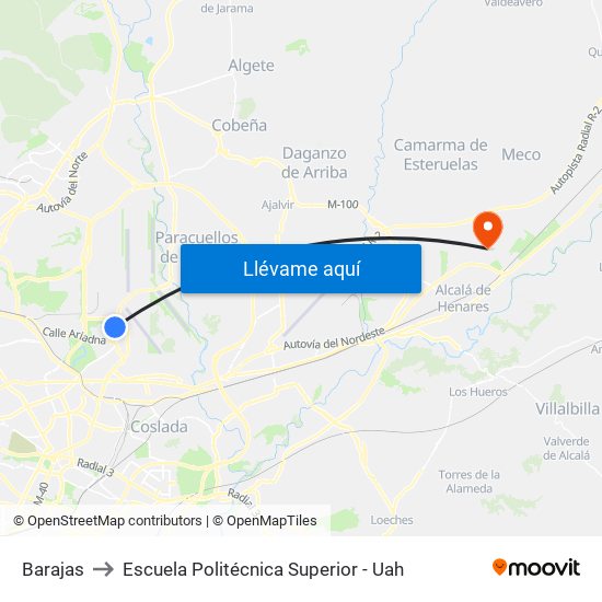 Barajas to Escuela Politécnica Superior - Uah map