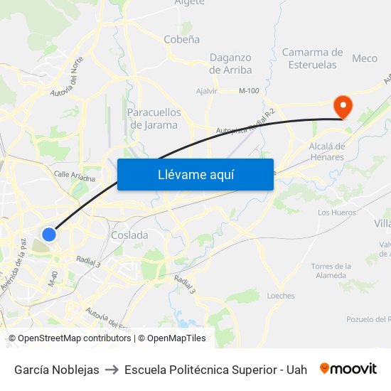 García Noblejas to Escuela Politécnica Superior - Uah map