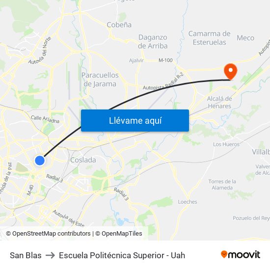 San Blas to Escuela Politécnica Superior - Uah map