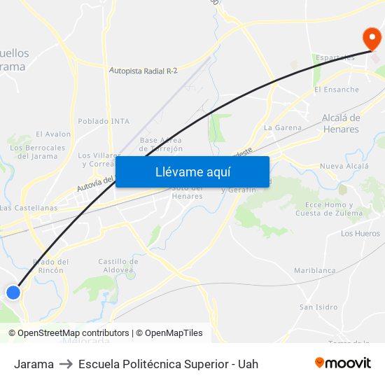 Jarama to Escuela Politécnica Superior - Uah map