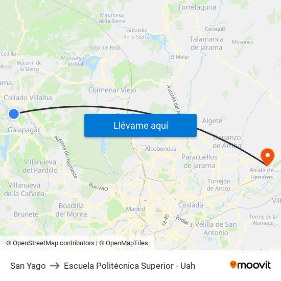 San Yago to Escuela Politécnica Superior - Uah map