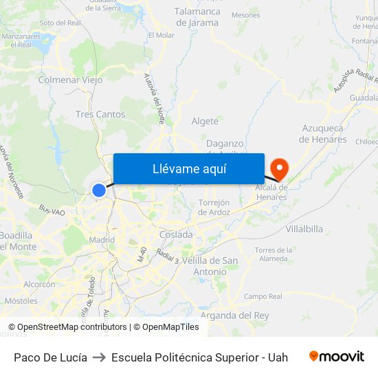 Paco De Lucía to Escuela Politécnica Superior - Uah map
