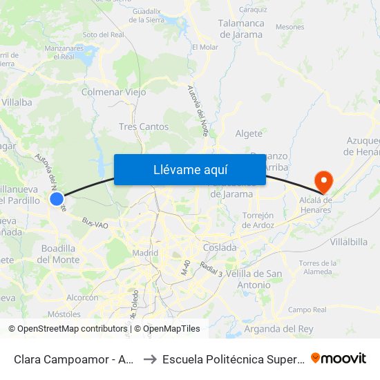 Clara Campoamor - Ana Tutor to Escuela Politécnica Superior - Uah map