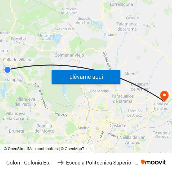 Colón - Colonia España to Escuela Politécnica Superior - Uah map