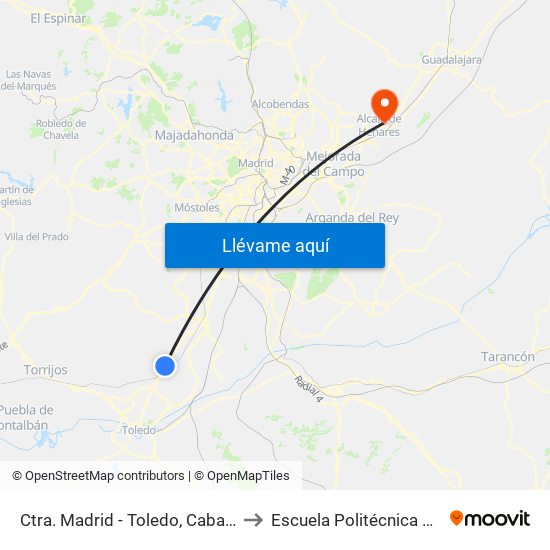 Ctra. Madrid - Toledo, Cabañas De La Sagra to Escuela Politécnica Superior - Uah map