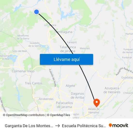 Garganta De Los Montes - San Isidro to Escuela Politécnica Superior - Uah map