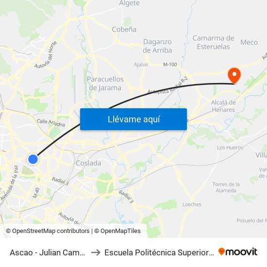 Ascao - Julian Camarillo to Escuela Politécnica Superior - Uah map