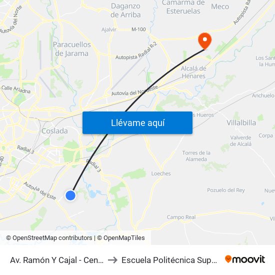 Av. Ramón Y Cajal - Centro Salud to Escuela Politécnica Superior - Uah map