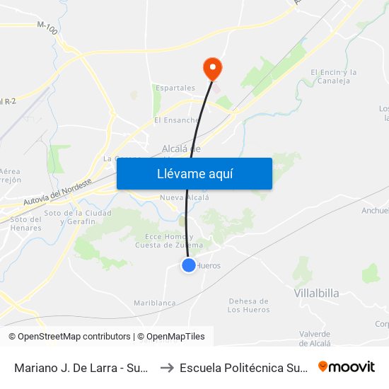 Mariano J. De Larra - Supermercado to Escuela Politécnica Superior - Uah map