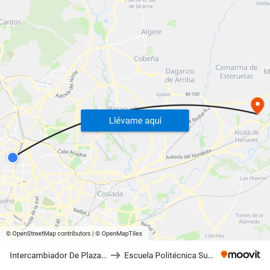 Intercambiador De Plaza De Castilla to Escuela Politécnica Superior - Uah map