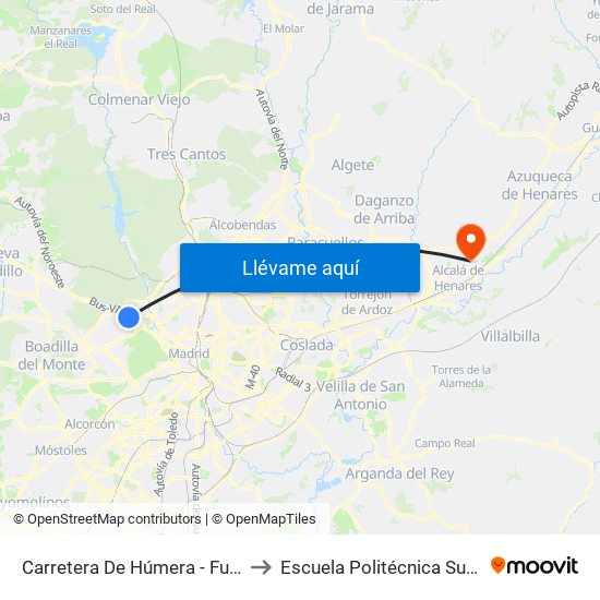 Carretera De Húmera - Fuente Del Rey to Escuela Politécnica Superior - Uah map