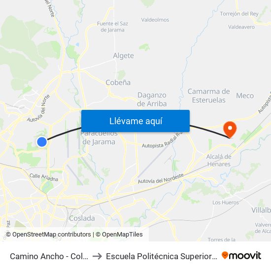 Camino Ancho - Colegio to Escuela Politécnica Superior - Uah map
