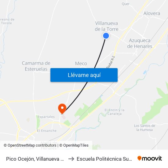 Pico Ocejón, Villanueva De La Torre to Escuela Politécnica Superior - Uah map