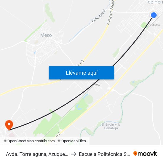 Avda. Torrelaguna, Azuqueca De Henares to Escuela Politécnica Superior - Uah map