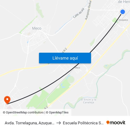 Avda. Torrelaguna, Azuqueca De Henares to Escuela Politécnica Superior - Uah map