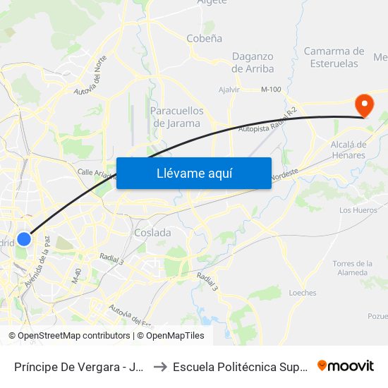 Príncipe De Vergara - Jorge Juan to Escuela Politécnica Superior - Uah map