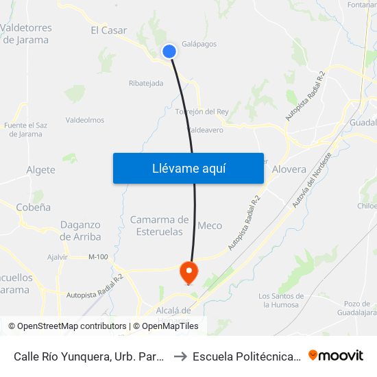 Calle Río Yunquera, Urb. Parque De Las Castillas to Escuela Politécnica Superior - Uah map