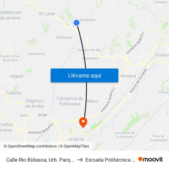 Calle Río Bidasoa, Urb. Parque De Las Castillas to Escuela Politécnica Superior - Uah map