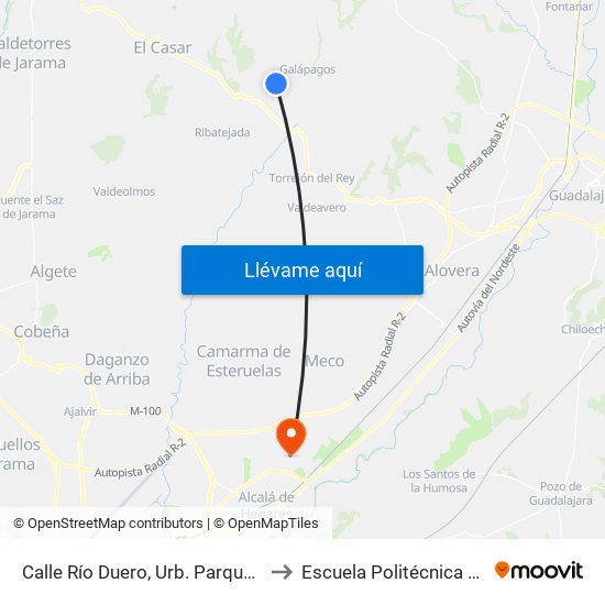 Calle Río Duero, Urb. Parque De Las Castillas to Escuela Politécnica Superior - Uah map