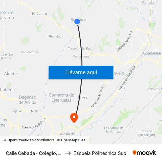 Calle Cebada - Colegio, Galápagos to Escuela Politécnica Superior - Uah map