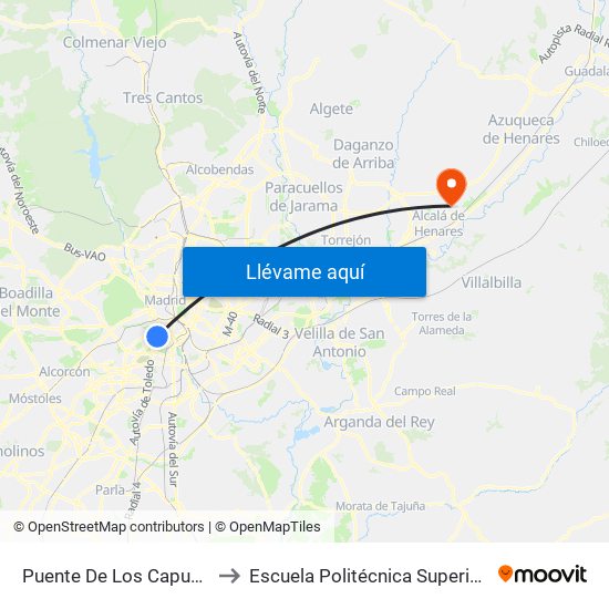 Puente De Los Capuchinos to Escuela Politécnica Superior - Uah map