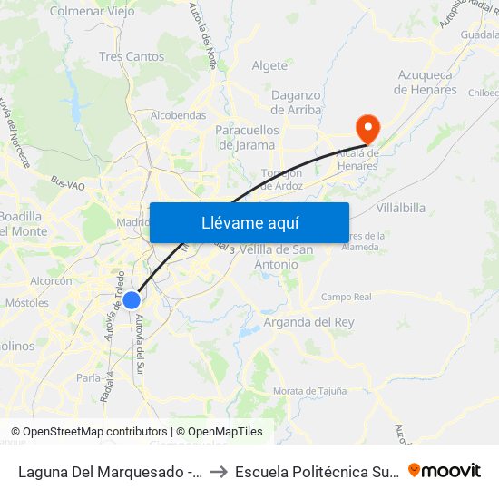 Laguna Del Marquesado - San Erasmo to Escuela Politécnica Superior - Uah map