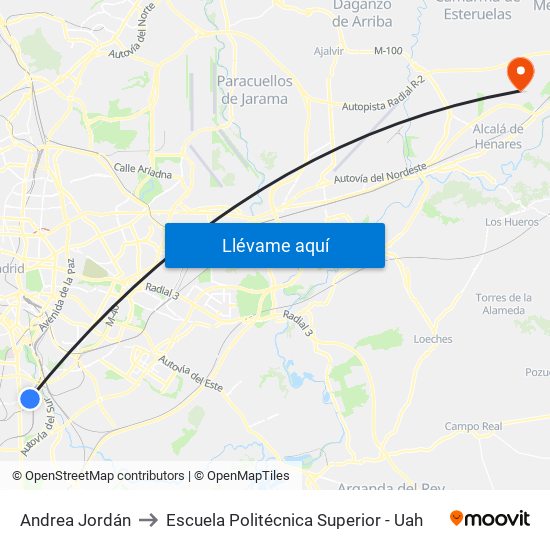 Andrea Jordán to Escuela Politécnica Superior - Uah map