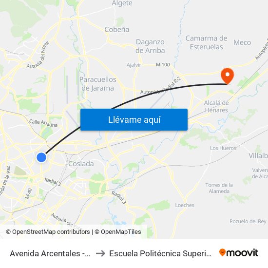 Avenida Arcentales - Iliada to Escuela Politécnica Superior - Uah map