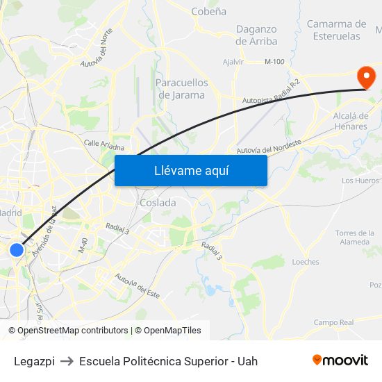 Legazpi to Escuela Politécnica Superior - Uah map