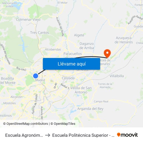 Escuela Agronómica to Escuela Politécnica Superior - Uah map