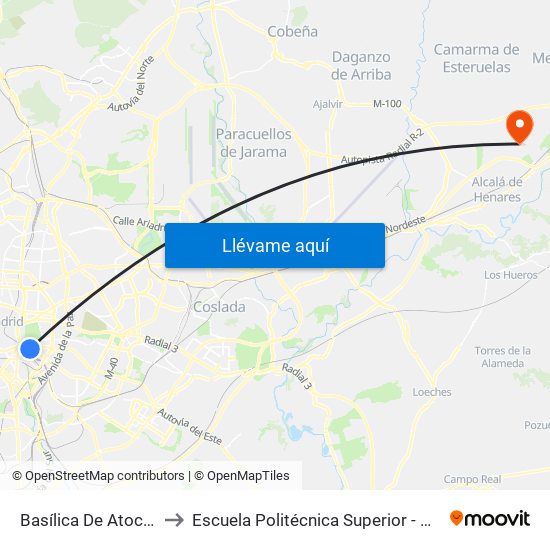 Basílica De Atocha to Escuela Politécnica Superior - Uah map