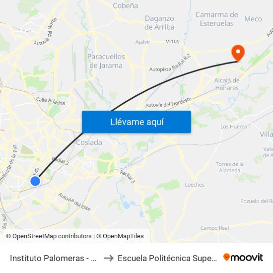 Instituto Palomeras - Vallecas to Escuela Politécnica Superior - Uah map