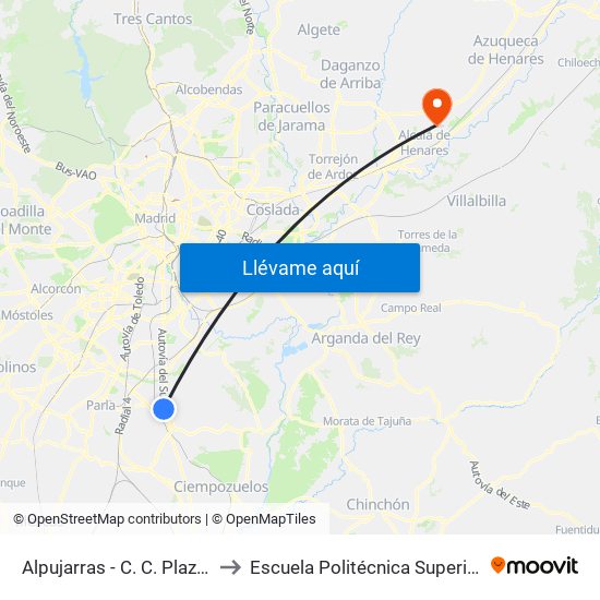 Alpujarras - C. C. Plaza Éboli to Escuela Politécnica Superior - Uah map