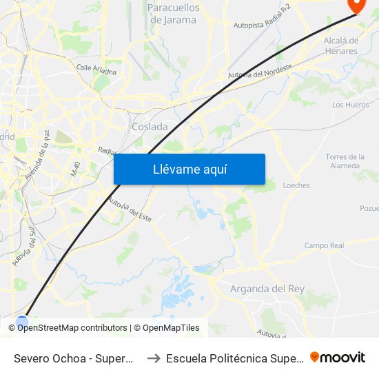 Severo Ochoa - Supermercados to Escuela Politécnica Superior - Uah map