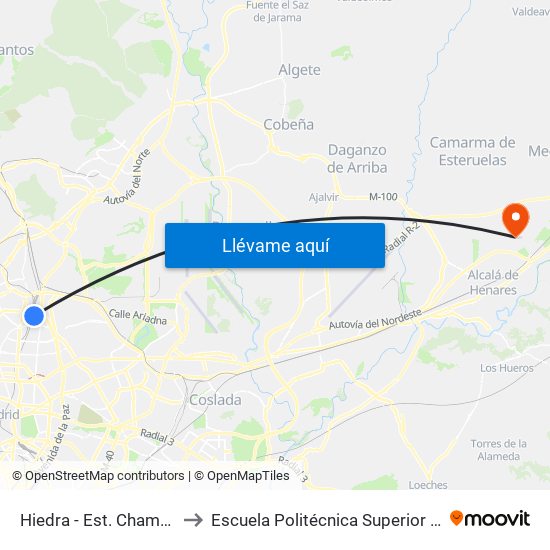 Hiedra - Est. Chamartín to Escuela Politécnica Superior - Uah map
