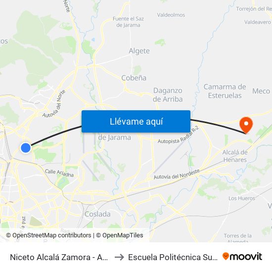 Niceto Alcalá Zamora - Ana De Austria to Escuela Politécnica Superior - Uah map