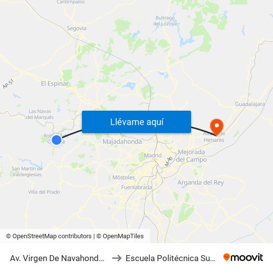 Av. Virgen De Navahonda - Canopus to Escuela Politécnica Superior - Uah map