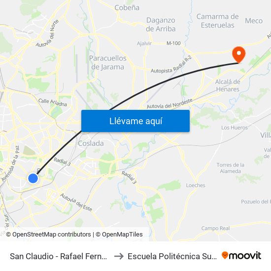 San Claudio - Rafael Fernández Hijicos to Escuela Politécnica Superior - Uah map