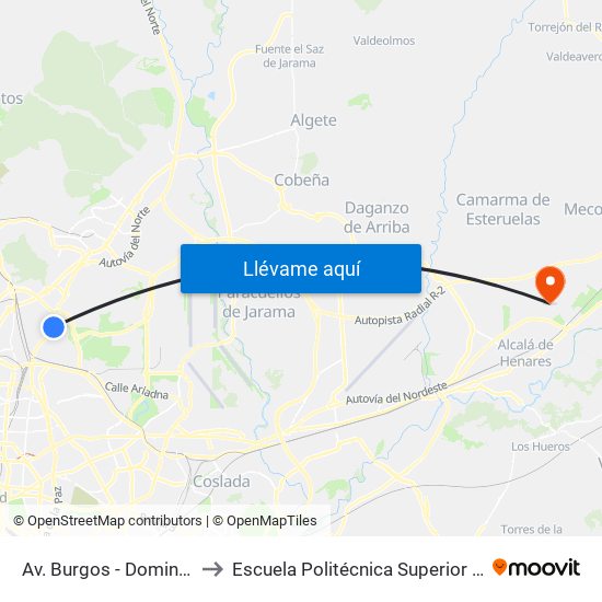 Av. Burgos - Dominicos to Escuela Politécnica Superior - Uah map