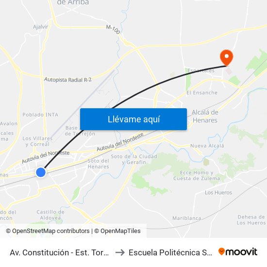 Av. Constitución - Est. Torrejón De Ardoz to Escuela Politécnica Superior - Uah map