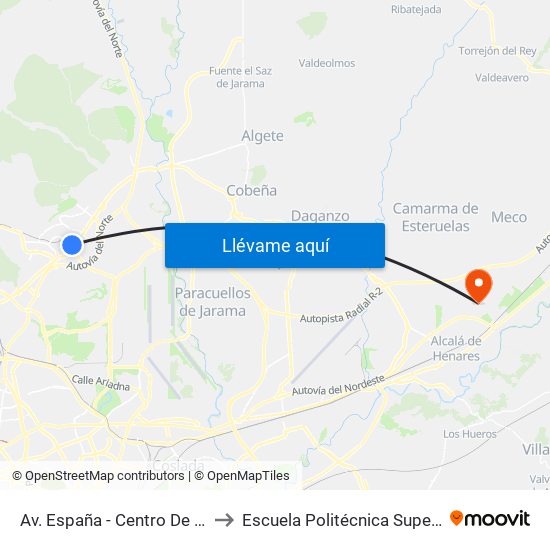 Av. España - Centro De Mayores to Escuela Politécnica Superior - Uah map